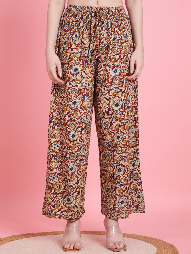 Maroon Printed A-Line Rayon Co-Ord Set