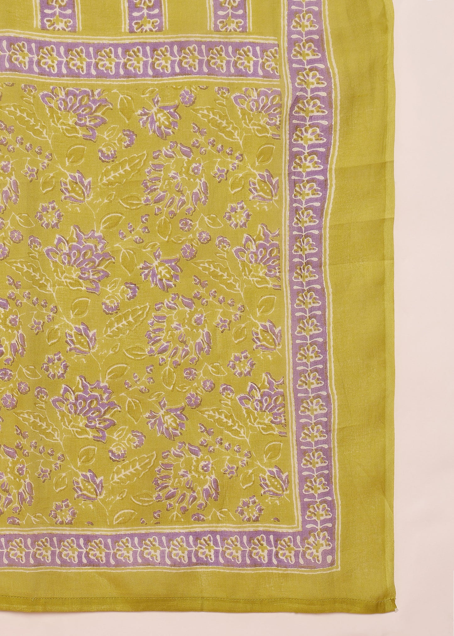 Mustard Floral Printed Straight Cotton Stitched Kurta Set