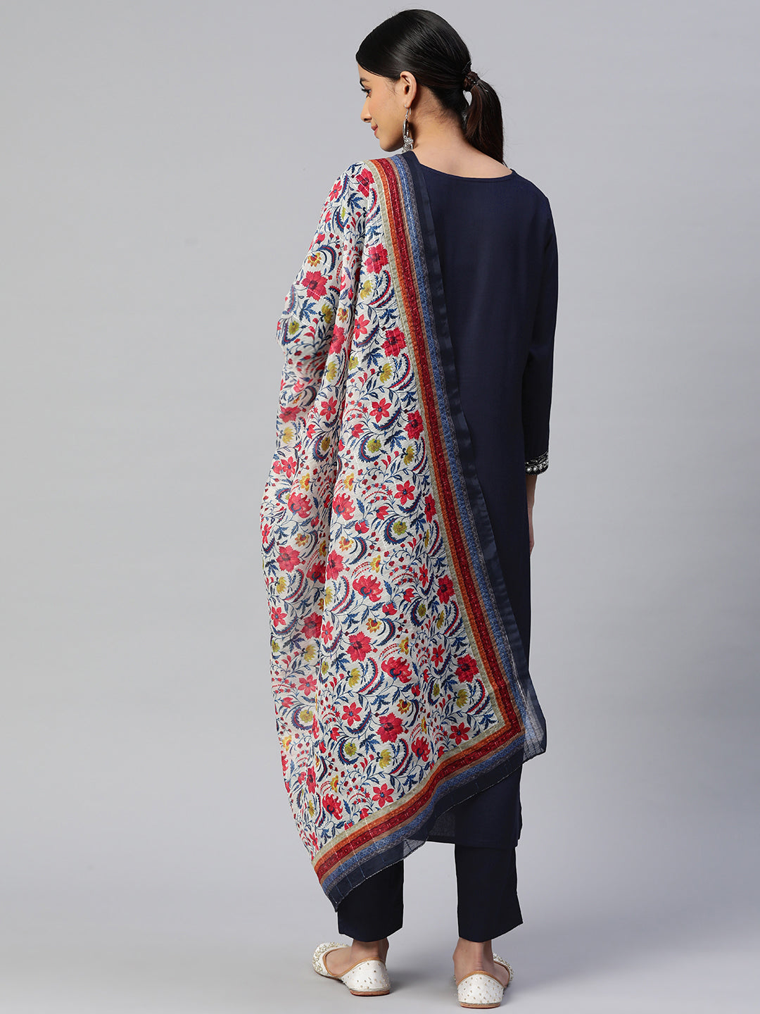 Blue Straight Rayon Kurta Set