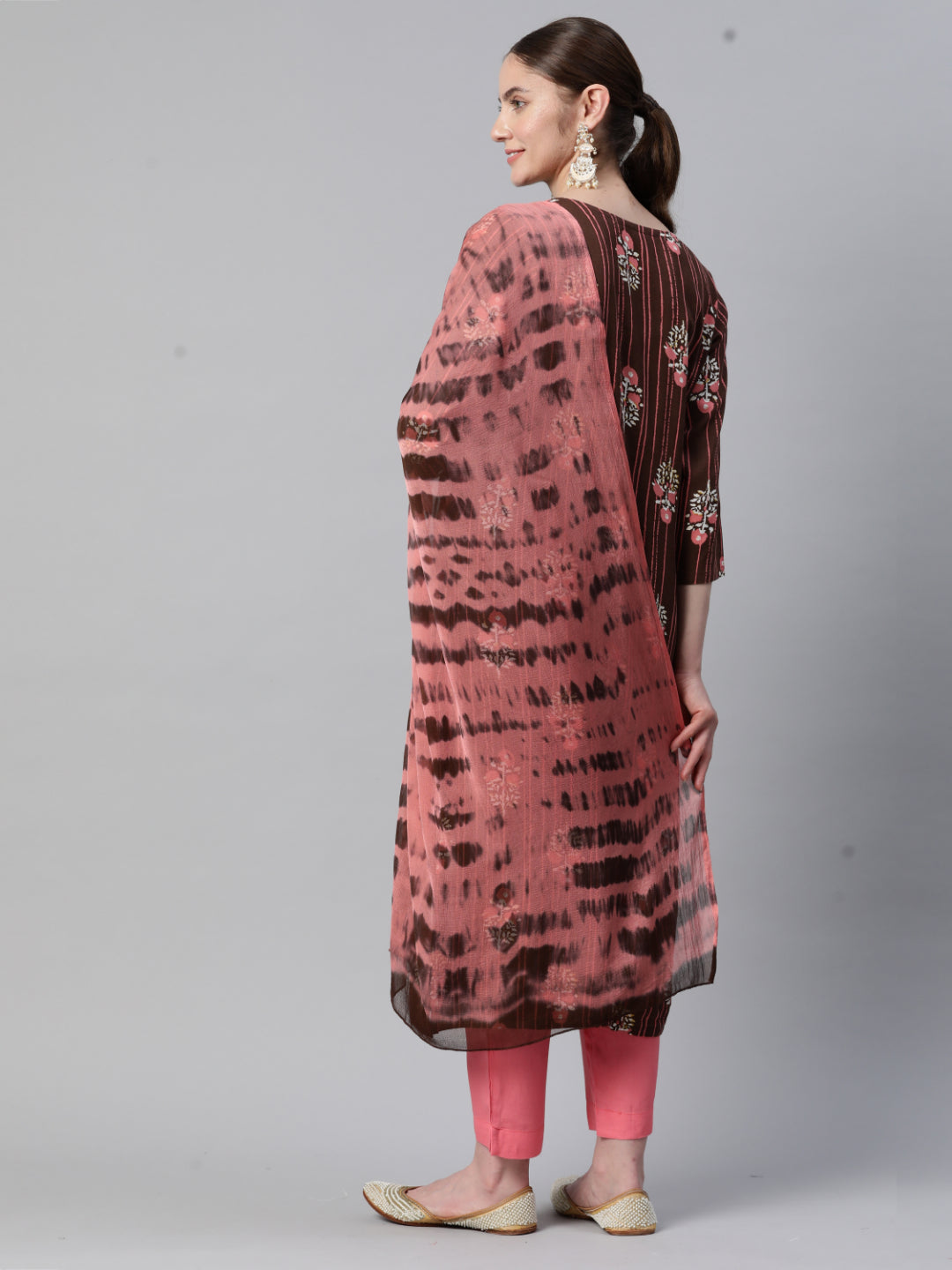 Brown Straight Rayon Kurta Set