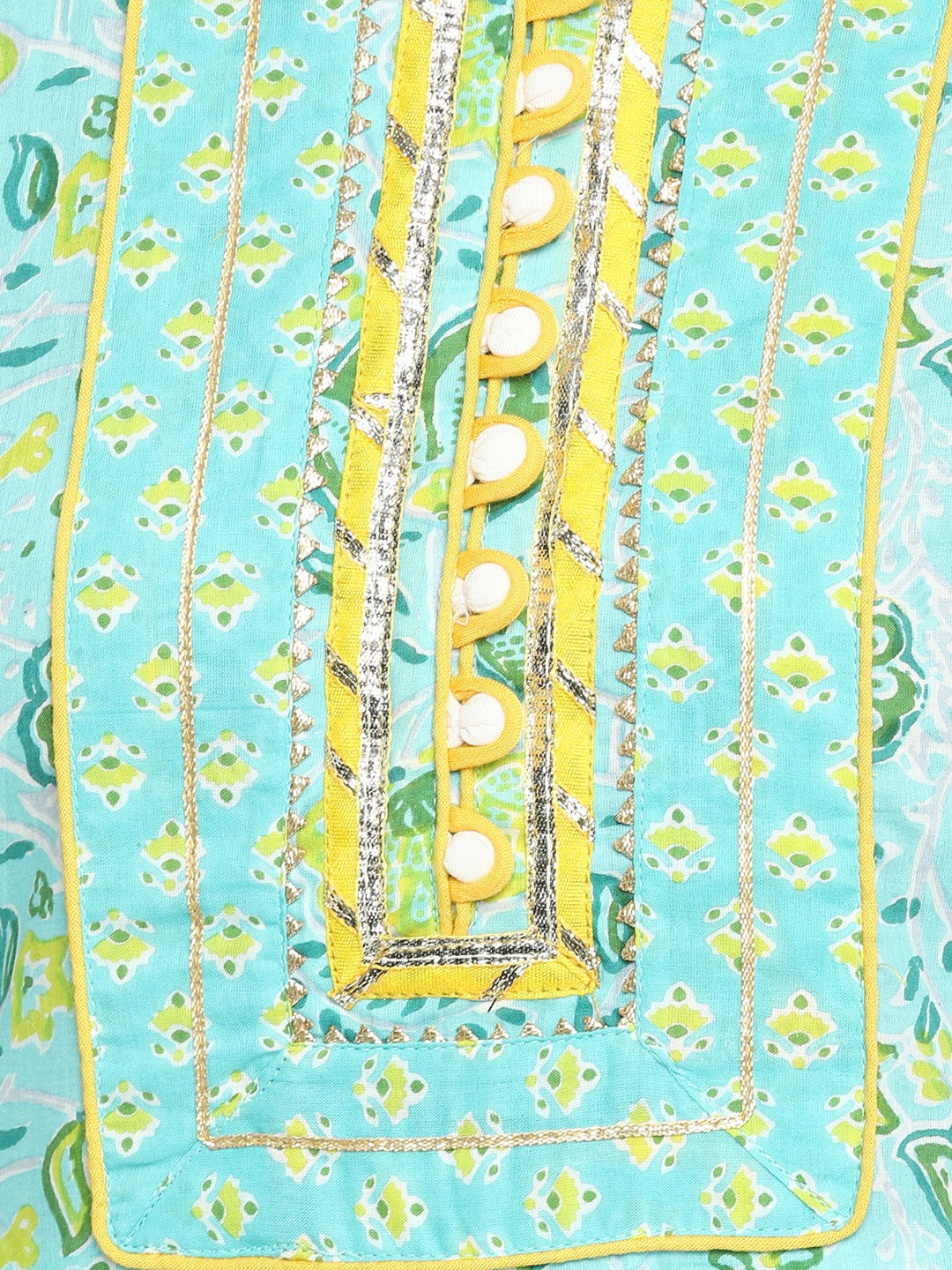 Turquoise Embroidered Anarkali Cotton Kurta