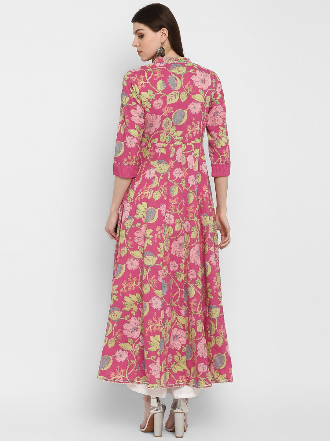 Coral Embroidered Anarkali Cotton Kurta