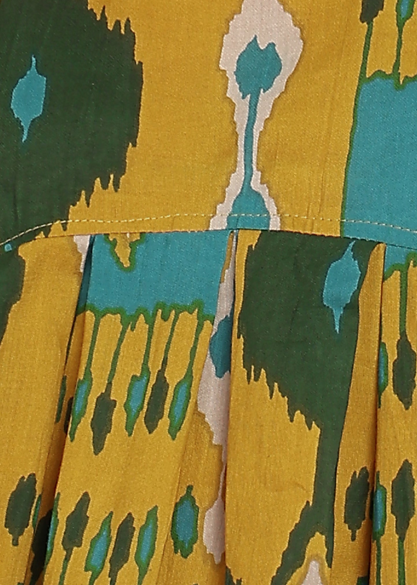 Pastle Yellow Geometric Printed Fit And Flare Cotton Stitched Tunic