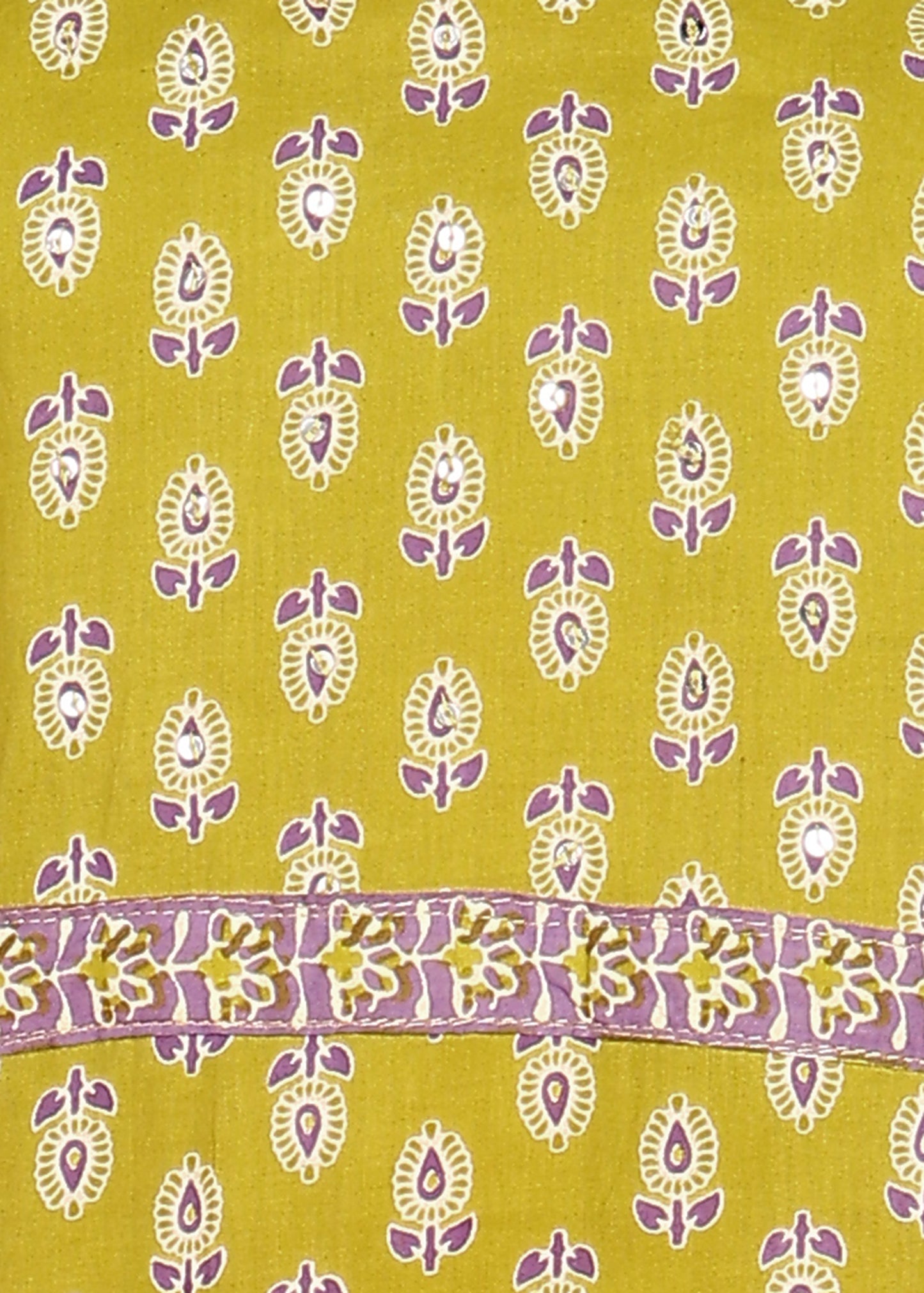 Mustard Floral Printed Straight Cotton Stitched Kurta Set
