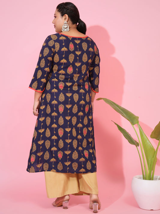 Blue Rayon A-Line Kurti