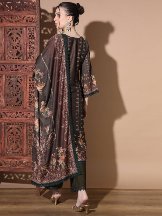 Green Muslin Straight Kurta Set