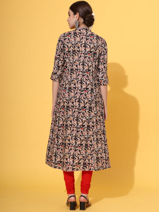 Black Rayon A-Line Kurta