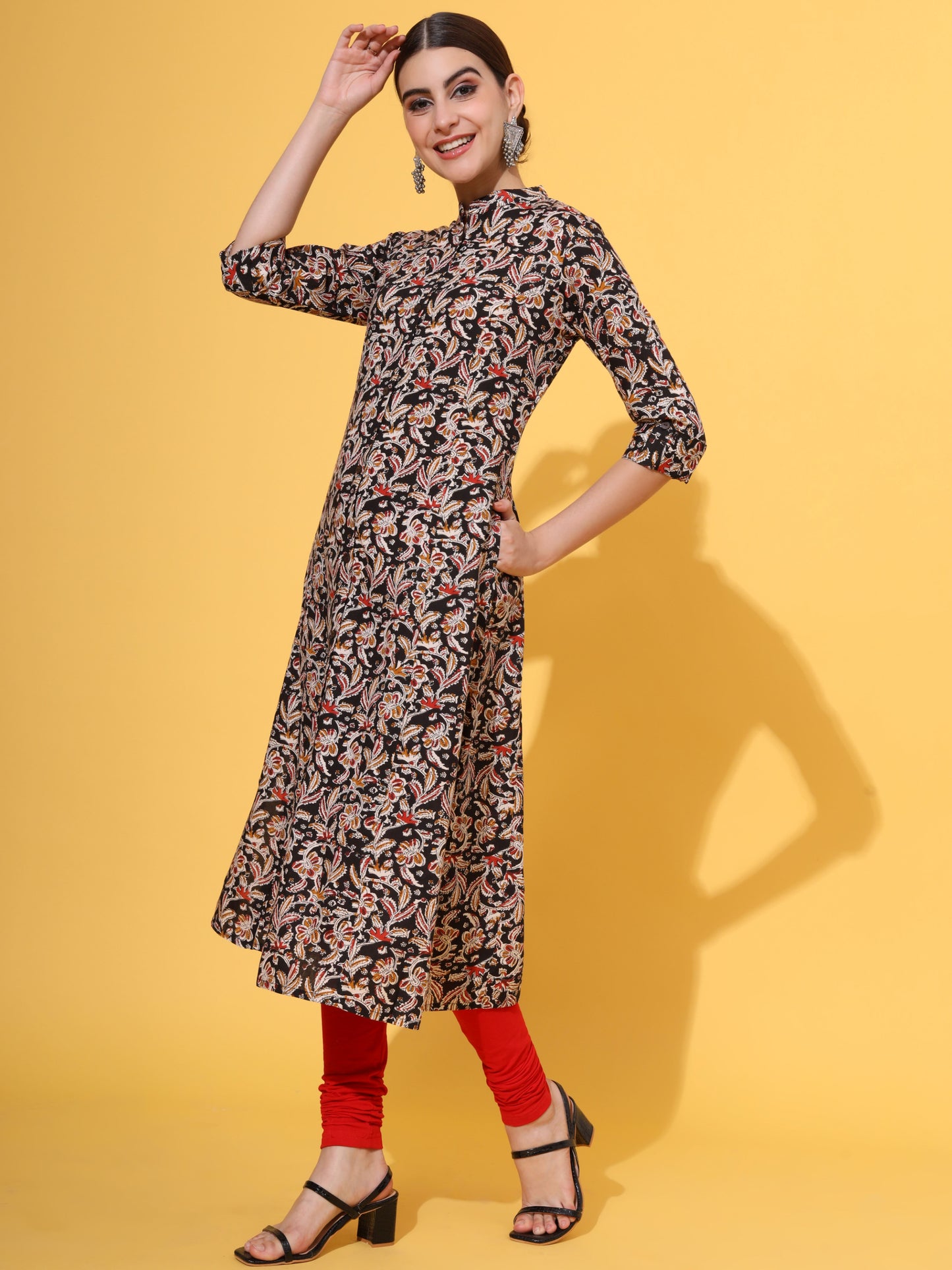 Black Rayon A-Line Kurta