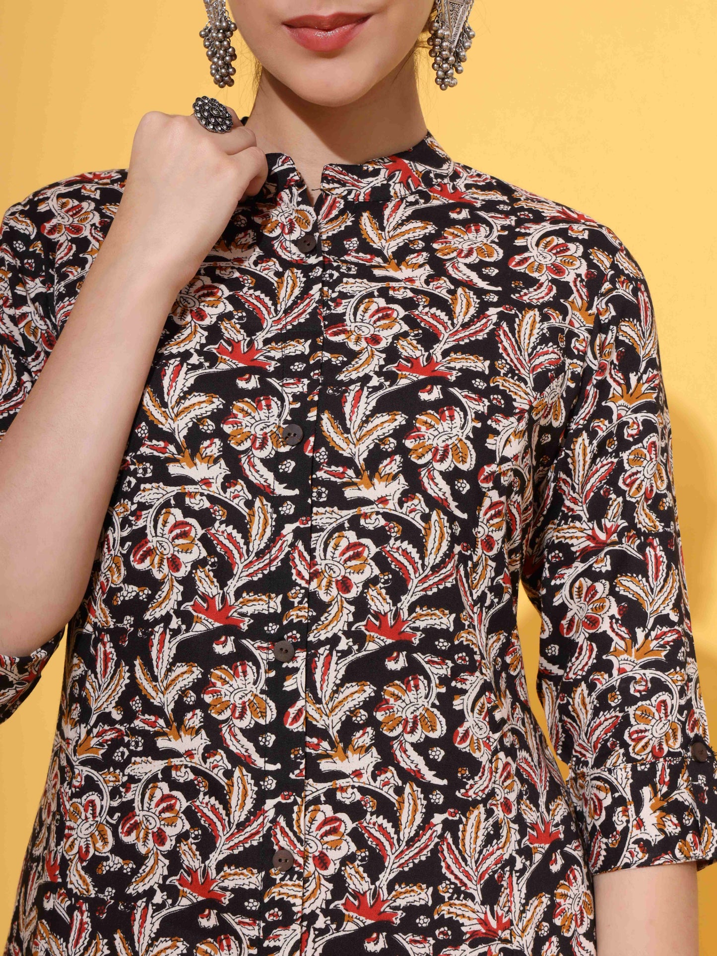Black Rayon A-Line Kurta