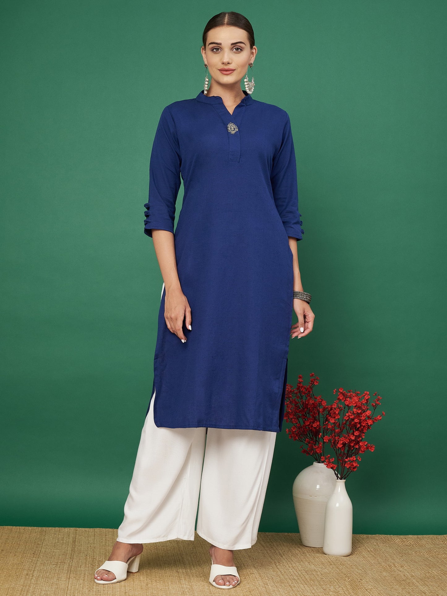 Blue Cotton Flex Straight Kurta