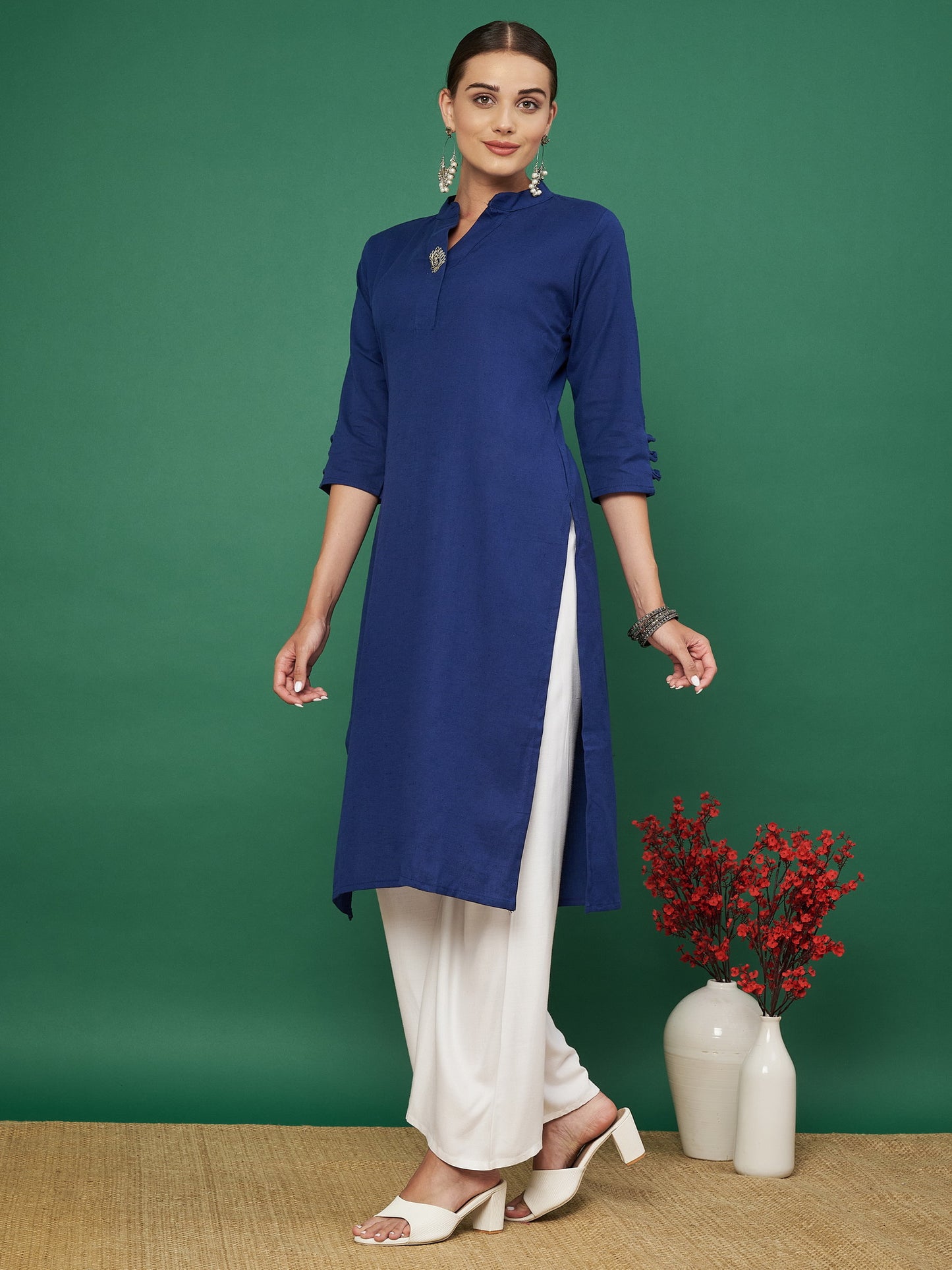 Blue Cotton Flex Straight Kurta