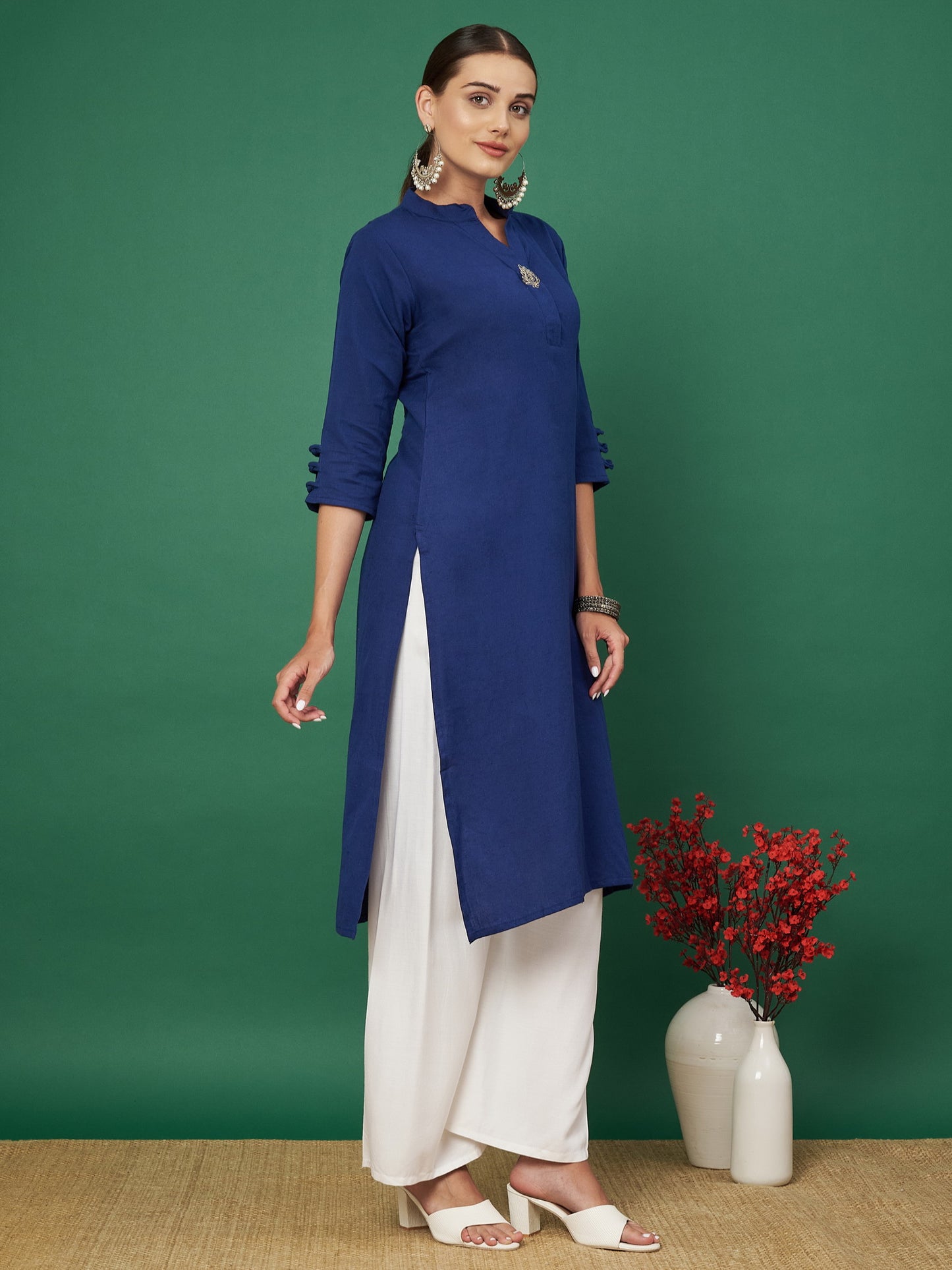 Blue Cotton Flex Straight Kurta