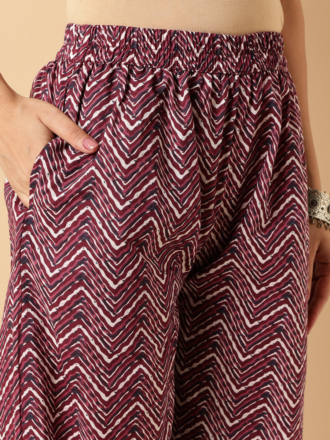 Light Purple Floral Printed A-Line Cotton Kurta Set