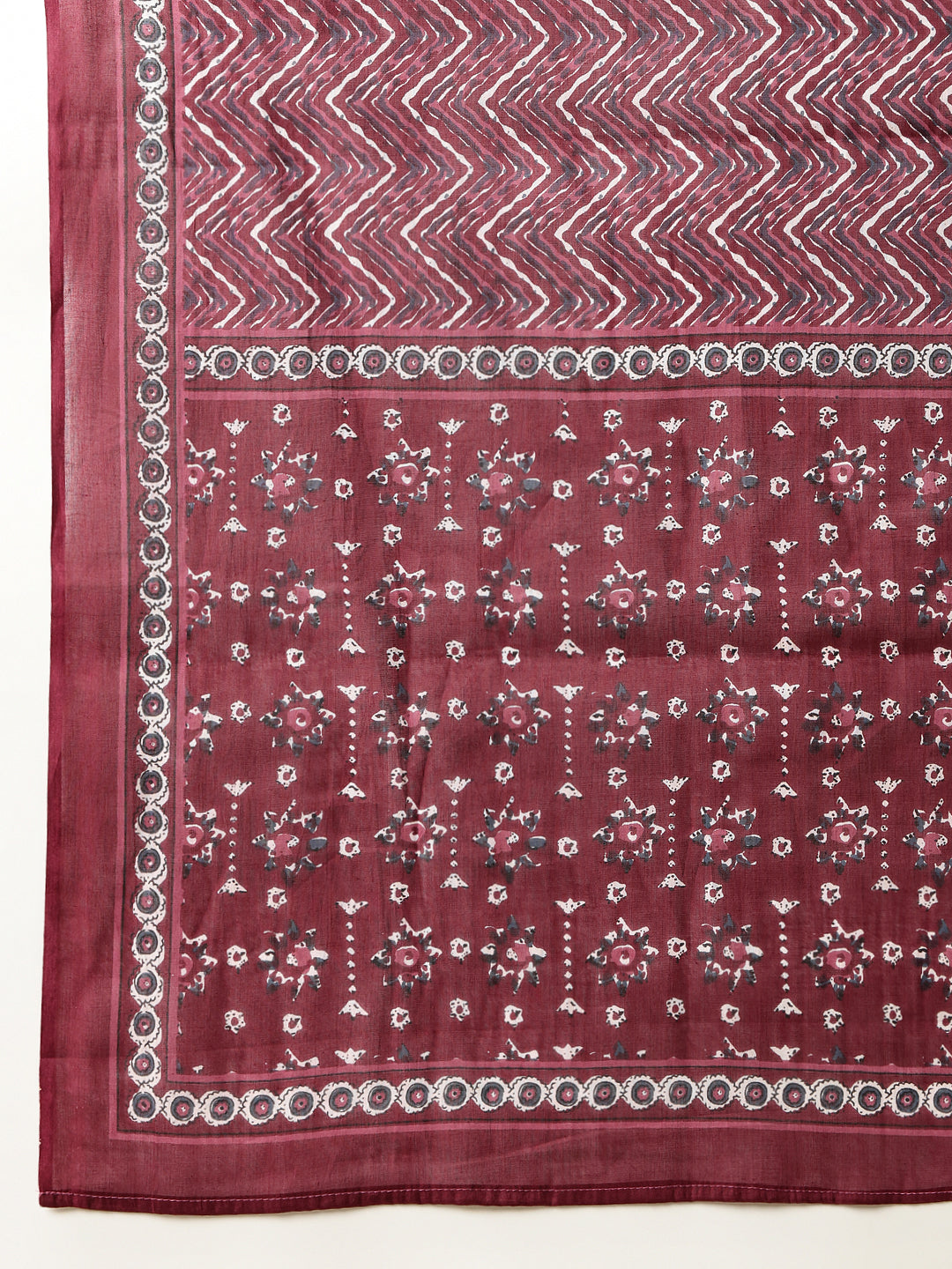 Light Purple Floral Printed A-Line Cotton Kurta Set