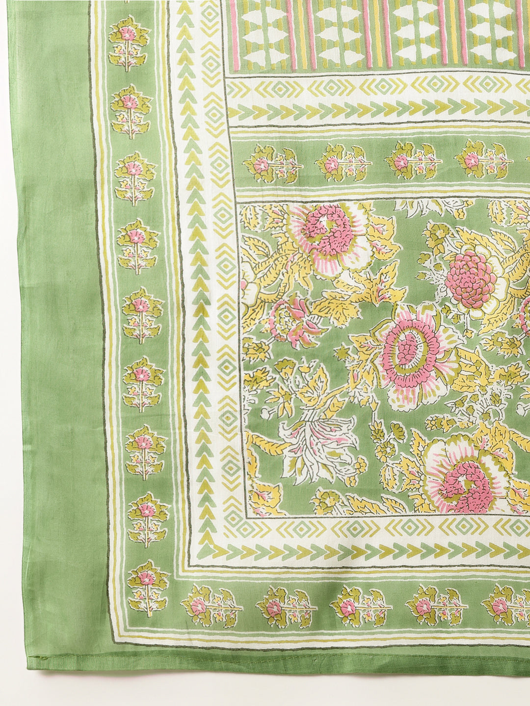 Light Green Floral Print Straight Cotton Kurta Set