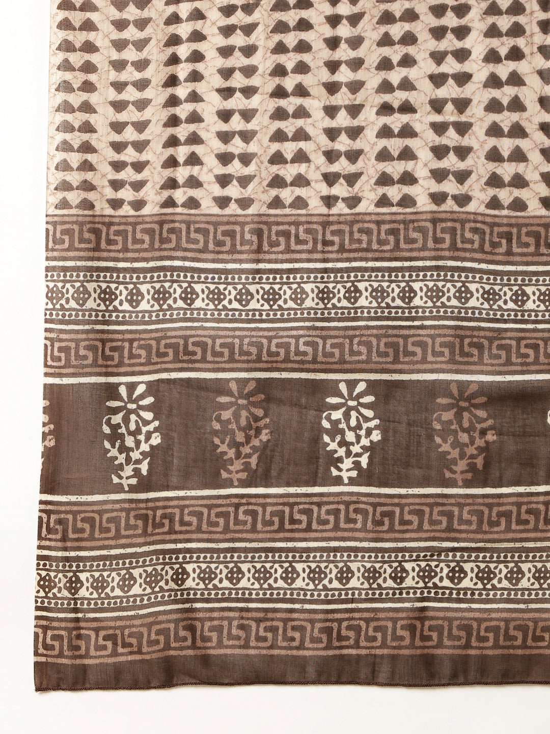 Brown Floral Print Straight Cotton Kurta Set