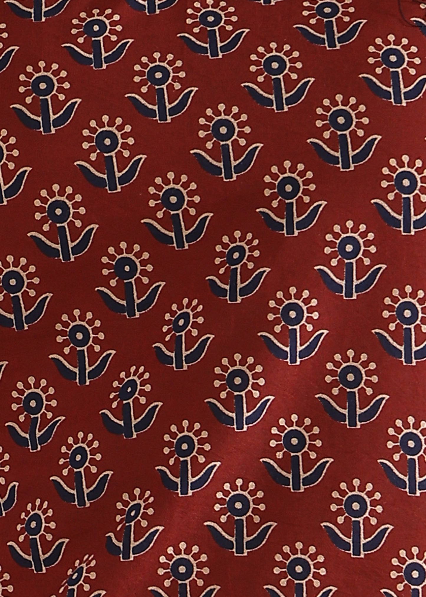 Maroon Floral Print Straight Cotton Kurta