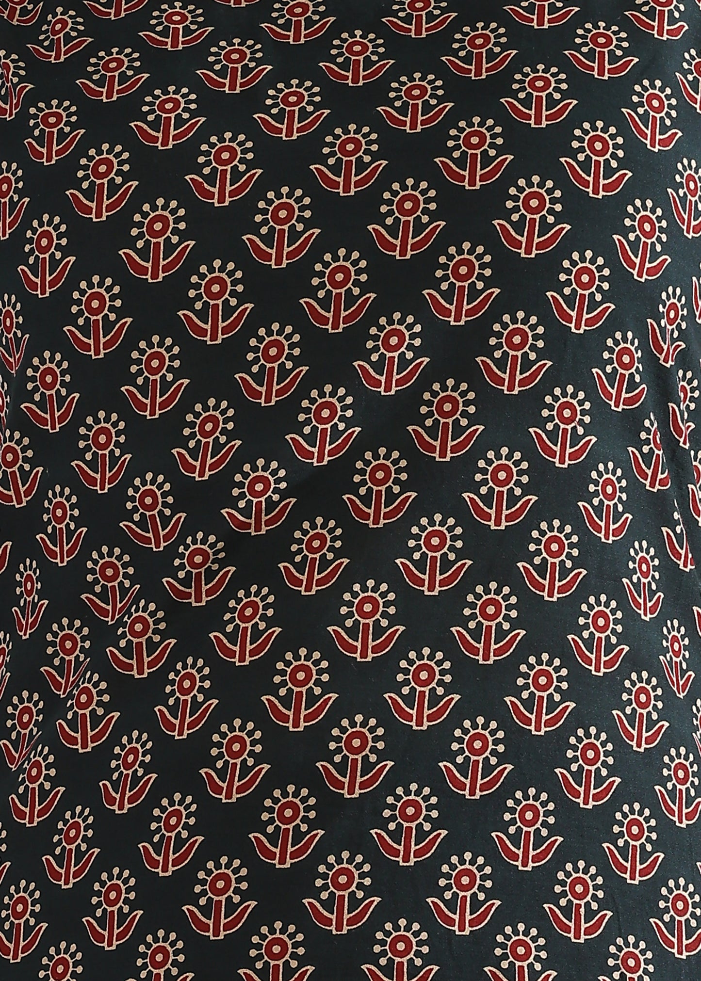 Black Floral Print Straight Cotton Kurta