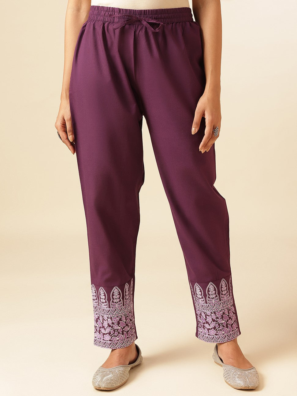 Dark Purple Cotton Solid A-Line Co-Ord Set