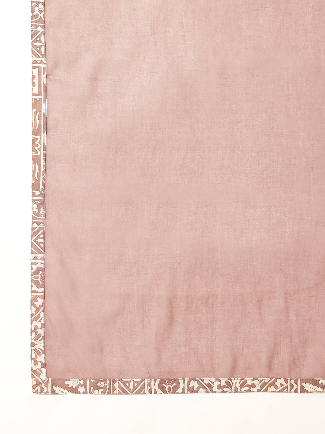 Beige Cotton Geometric Print A-Line Kurta Set