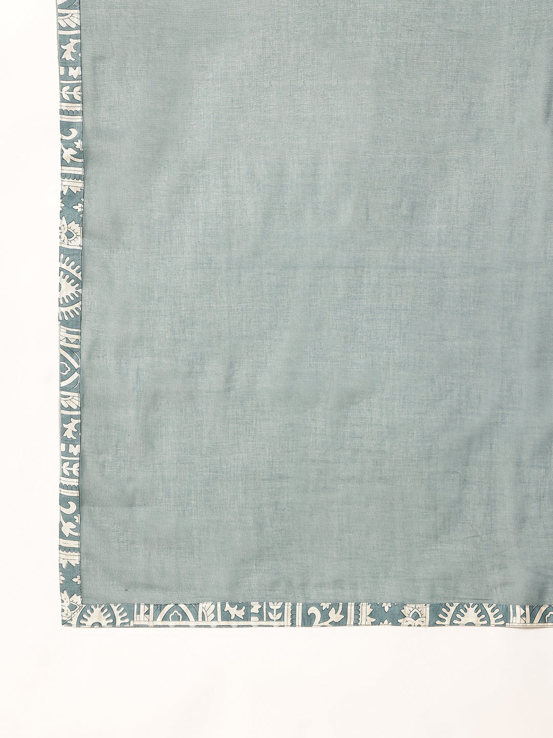 Aqua Cotton Geometric Print A-Line Kurta Set