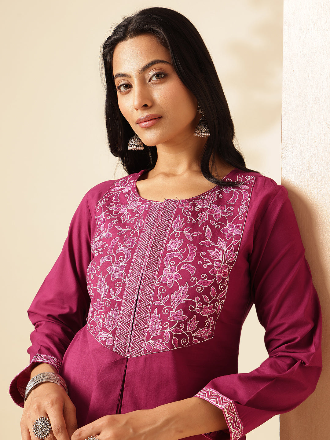 Pink Cotton Solid A-Line Co-Ord Set