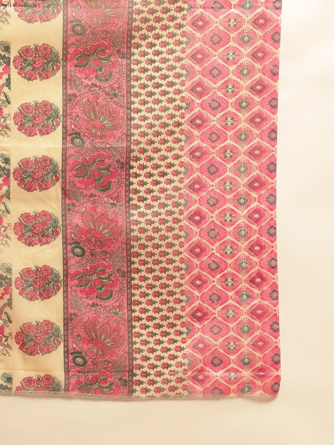 Pink Cotton Floral Print Straight Kurta Set