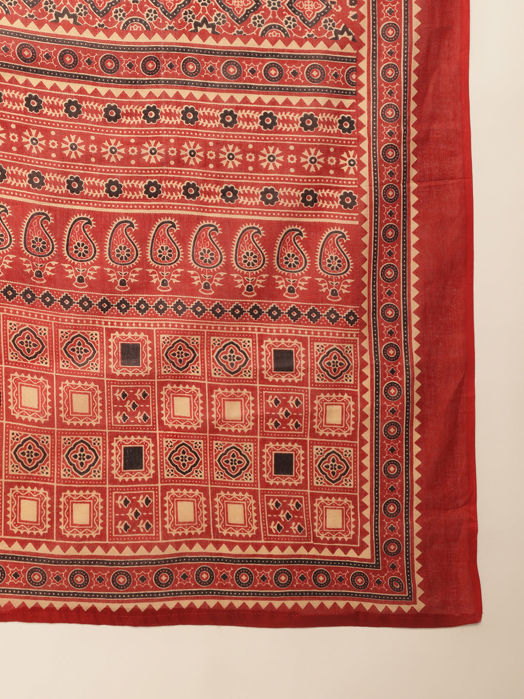 Maroon Cotton Floral Printed A-Line Kurta Set