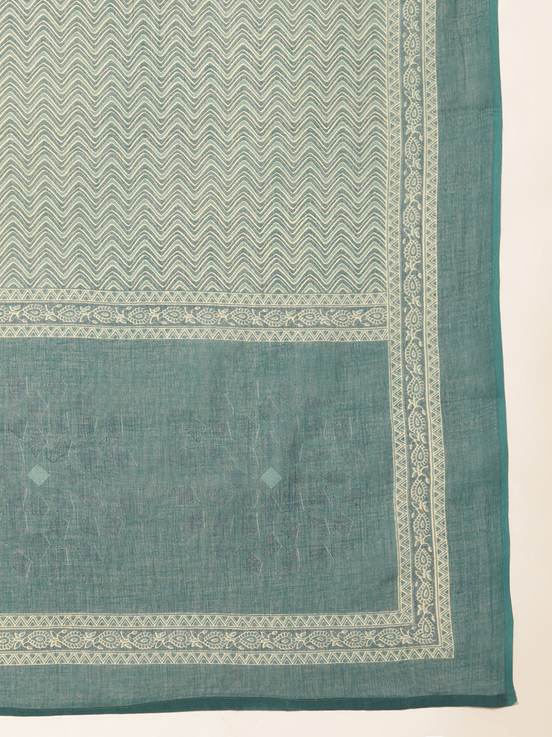 Teal Cotton Solid Straight Kurta Set