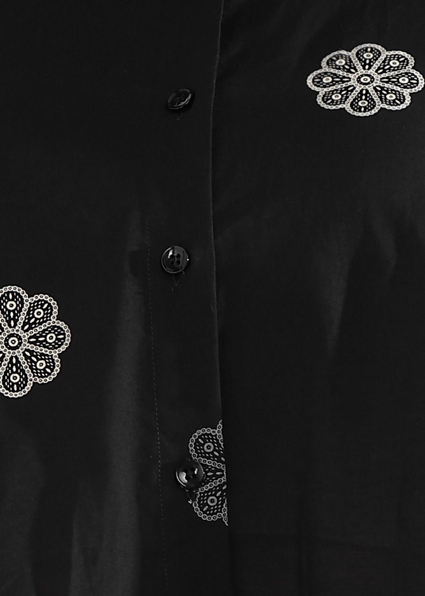 Black Floral Printed Up down Cotton Top