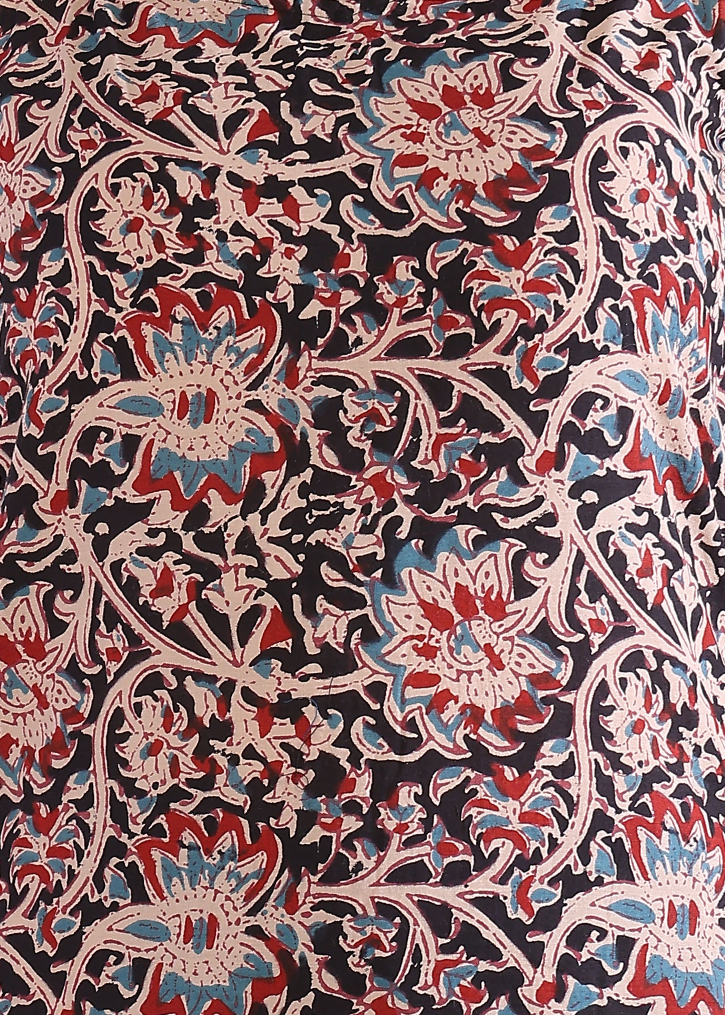 Black Floral Print Straight Cotton Kurta