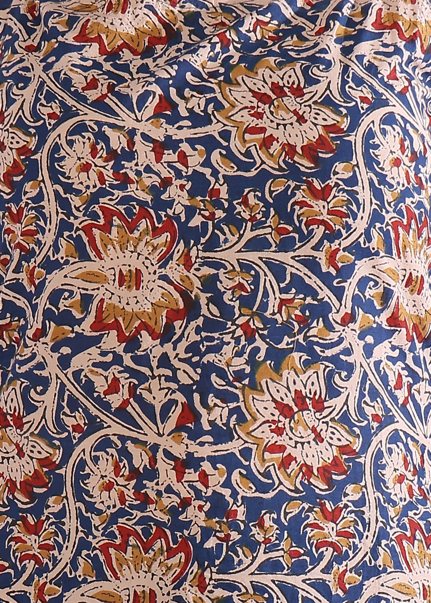 Dark Blue Floral Print Straight Cotton Kurta