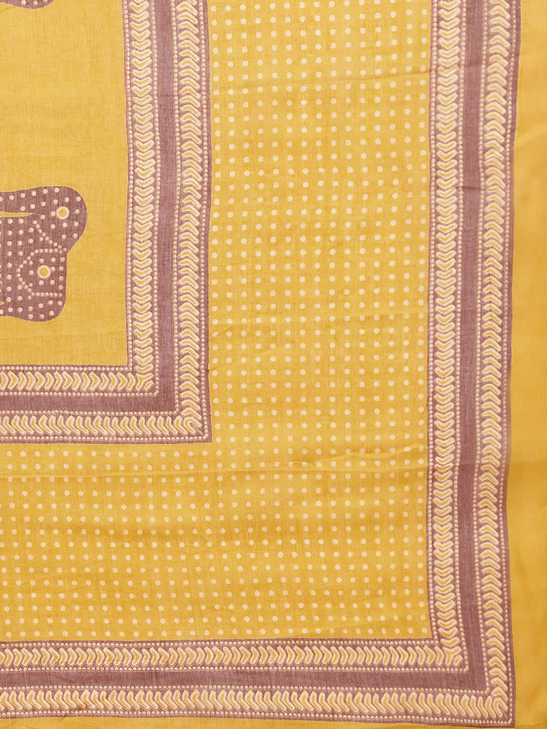 Mustard Animal Print Anarkali Cotton Stitched Kurta Set