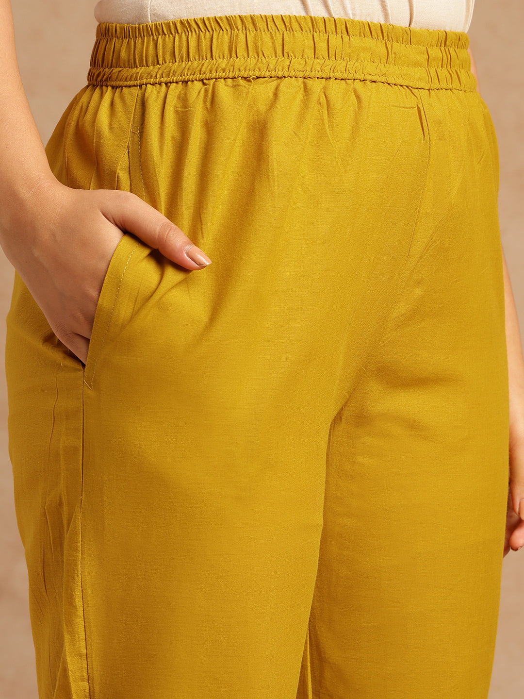 Yellow Tie And Dye A-Line Cotton Stitched Kurta Set
