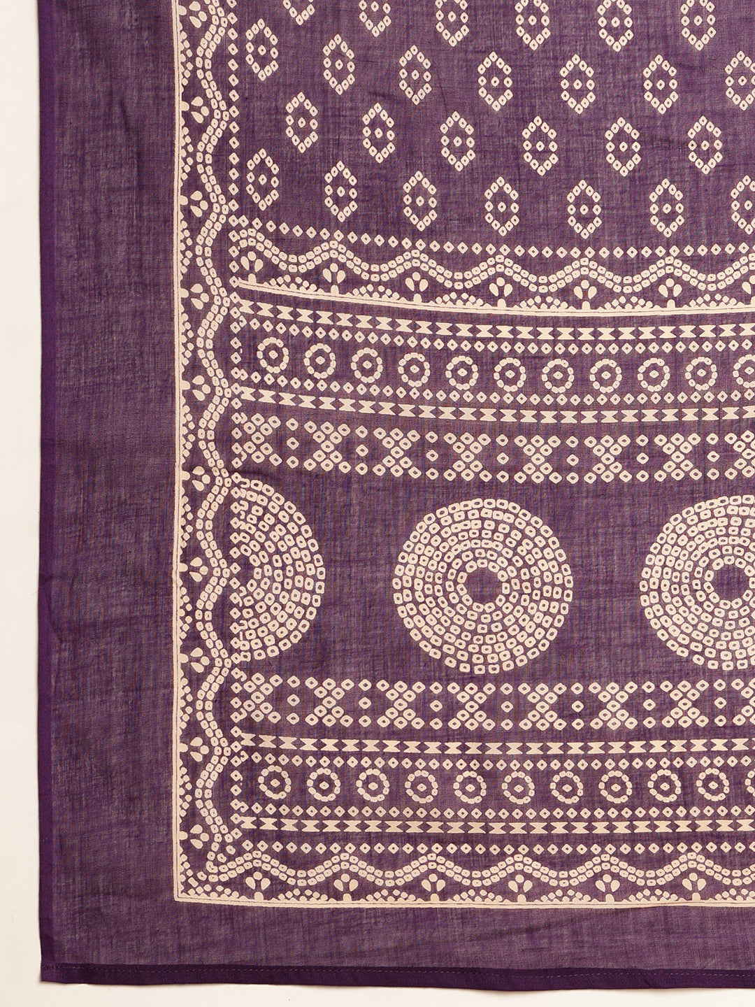 Violet Bandhani Print Straight Cotton Stitched Kurta Set