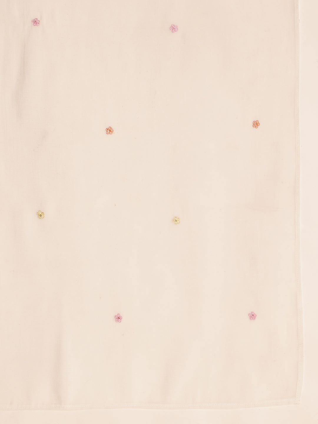 White Embroidered , Solid Fit & Flare Mul Chanderi Stitched Kurta, Palazzo With Dupatta