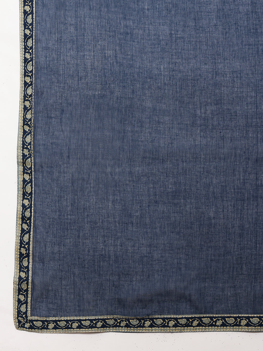 Blue Floral Straight Cotton Stitched Kurta, Palazzo With Dupatta