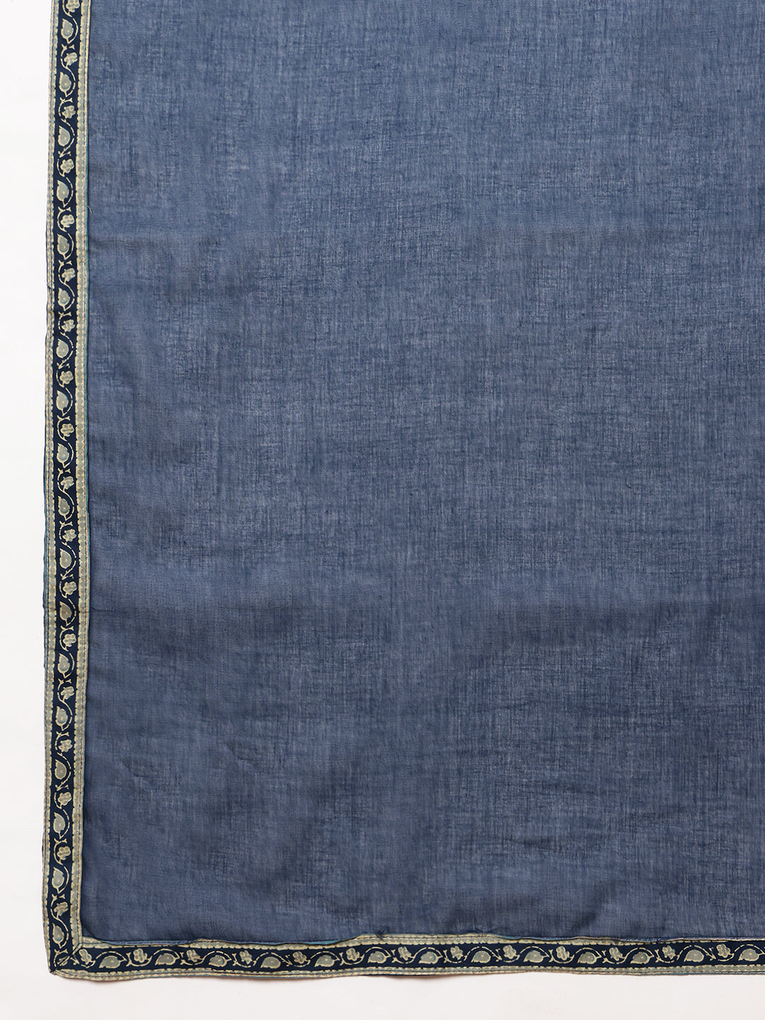 Blue Geometric Straight Cotton Stitched Kurta, Palazzo With Dupatta