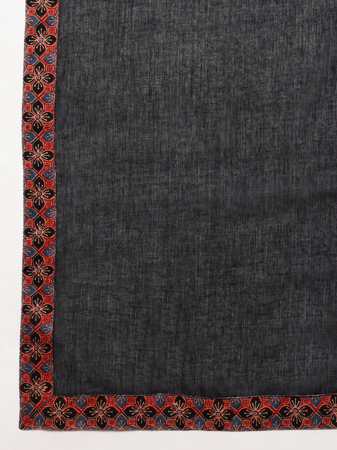 Red Applique Work Straight Cotton Stitched Kurta, Pant With Dupatta