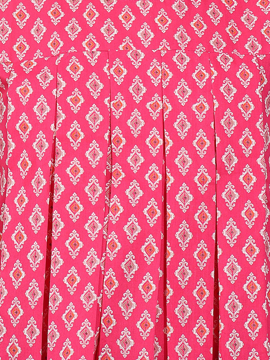 Pink Geometric Fit & Flare Cotton Stitched Top