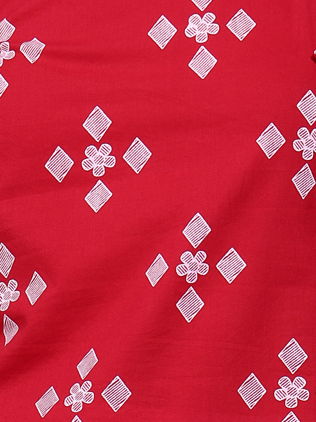 Maroon Geomatric Straight Cotton Stiched Short Kurta