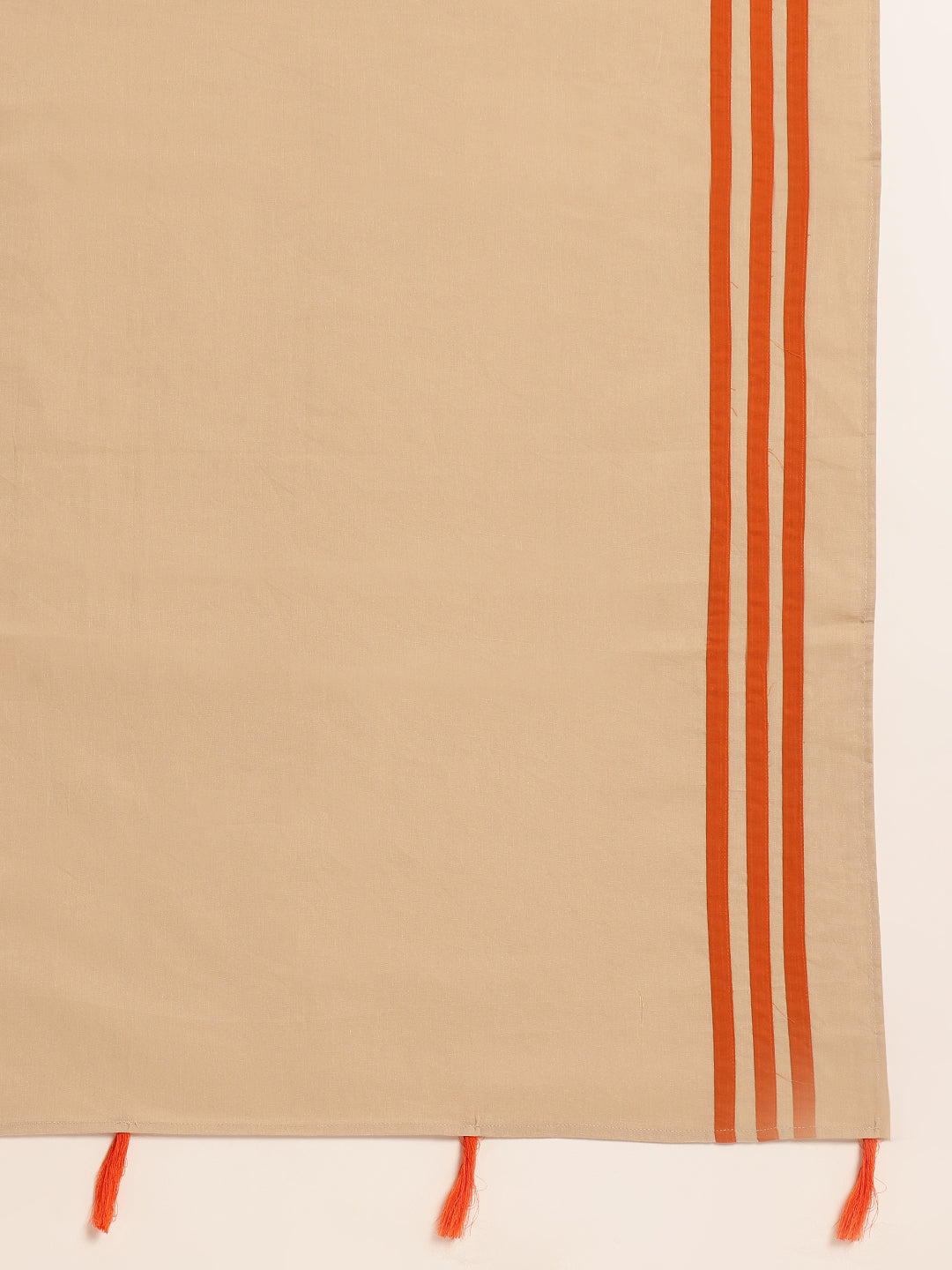 Beige Applique Straight Mul Cotton Kurta Set