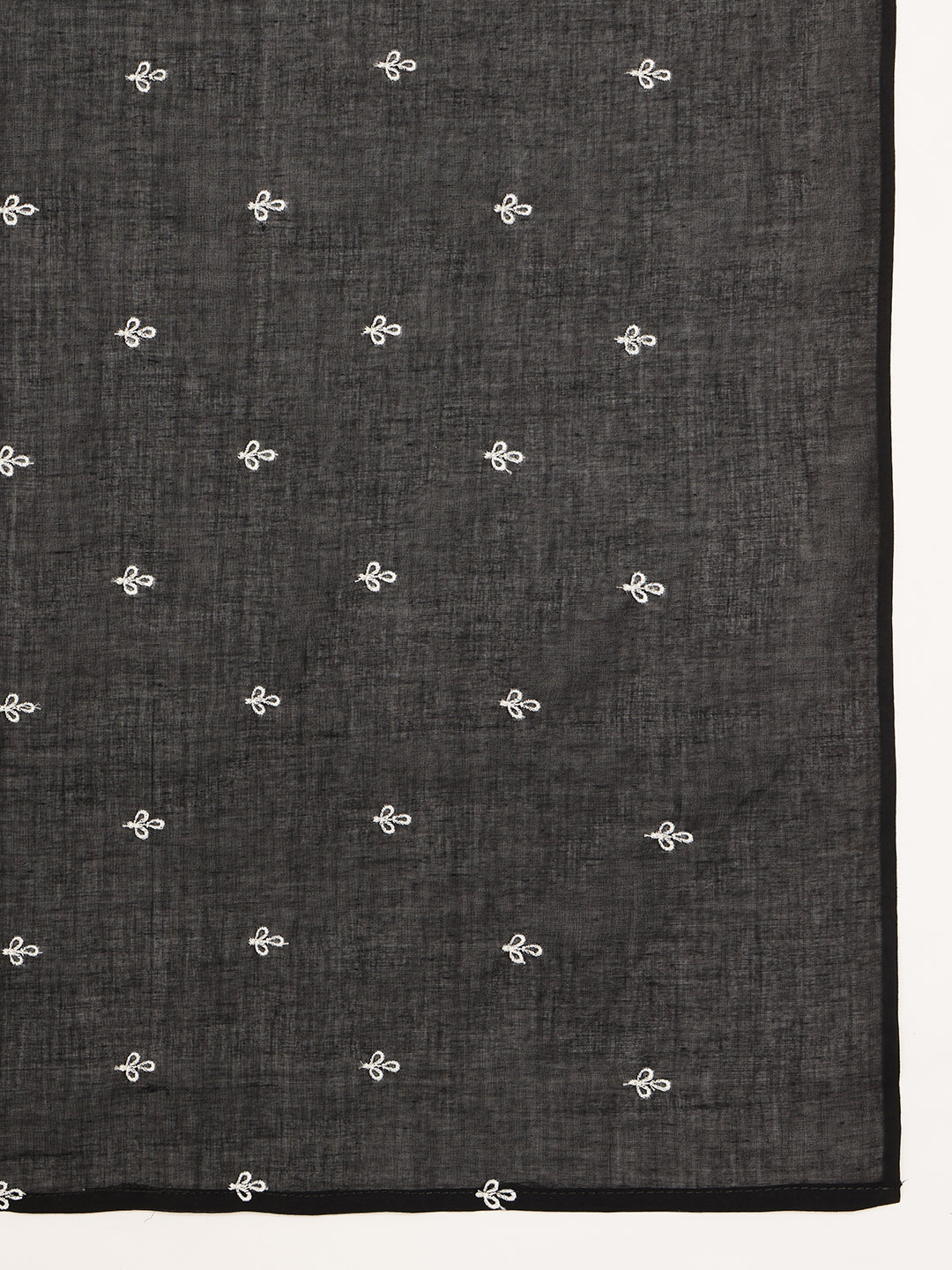 Black Yoke Neck A-Line Cotton Kurta Pant And Dupatta