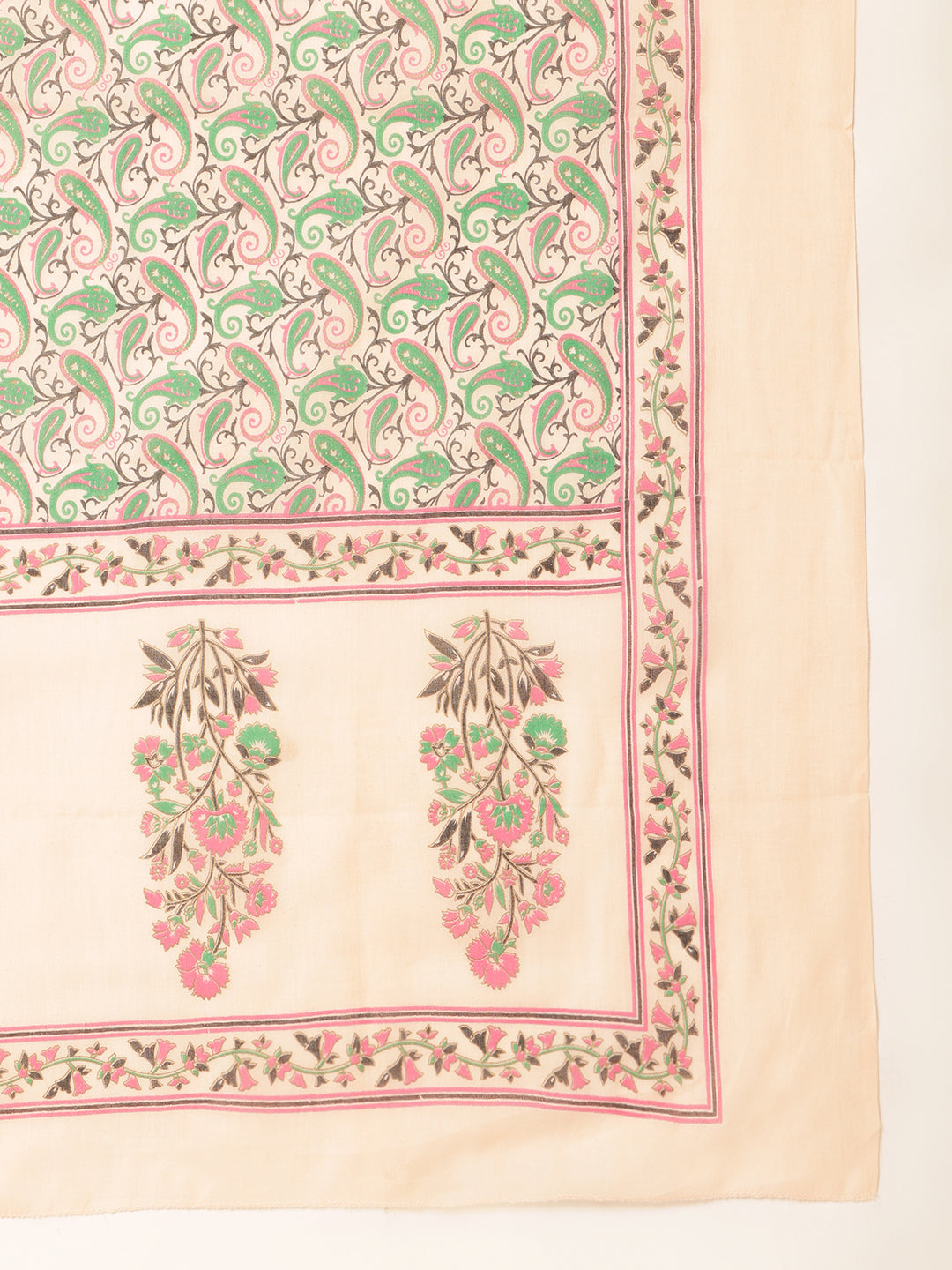 Peach Cotton Foil Printed Straight Kurta Set