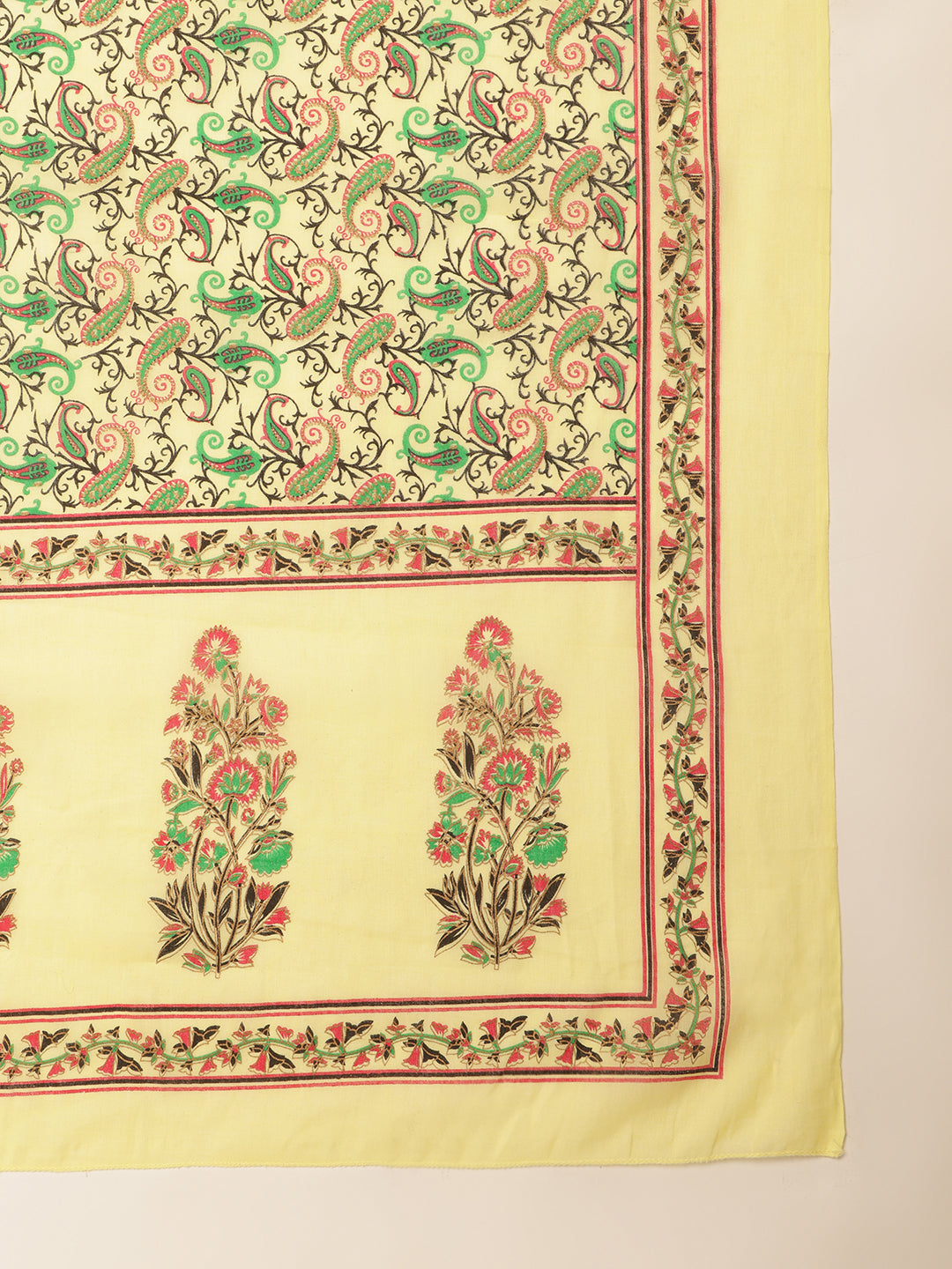 Yellow Cotton Foil Printed Straight Kurta Set