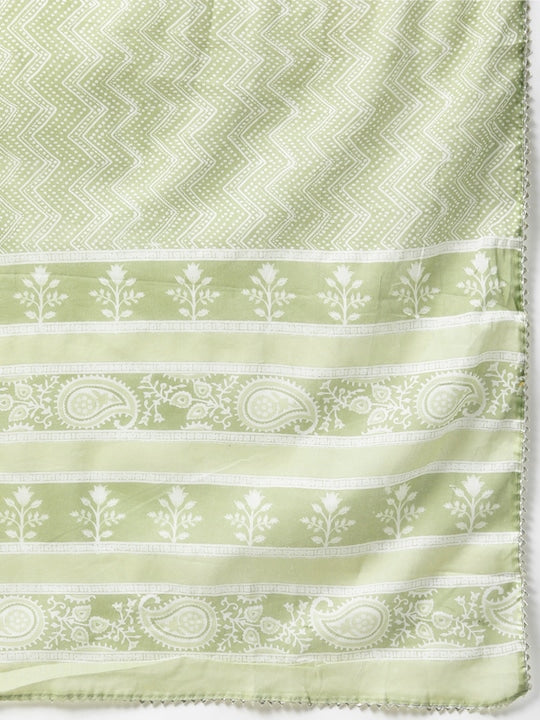 Pista Anarkali Cotton Kurta Set