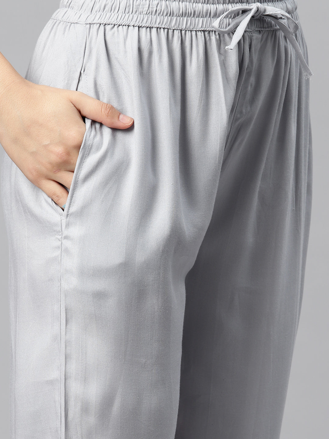 Grey Embroidered Straight Cotton Kurta Set