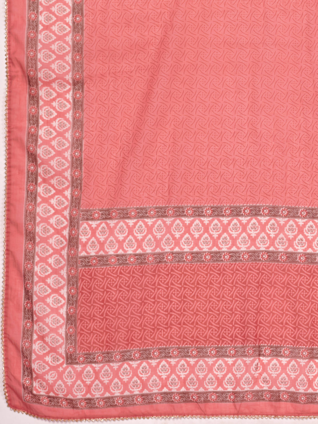 Peach Embroidered Anarkali Cotton Kurta Set