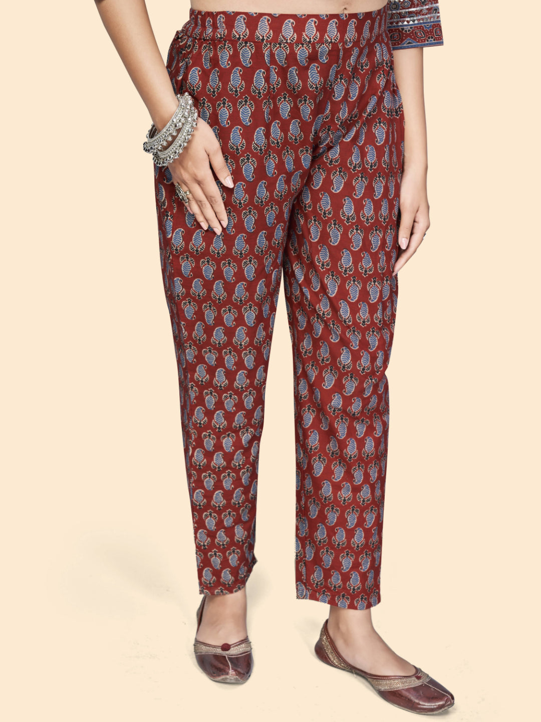 Maroon Embroidered Anarkali Cotton Kurta Set