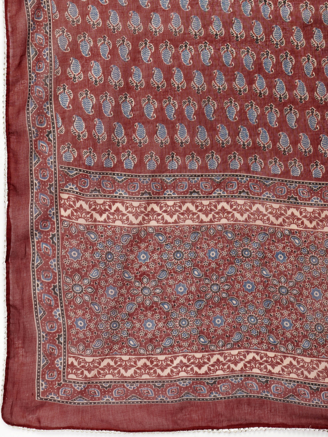 Maroon Embroidered Anarkali Cotton Kurta Set
